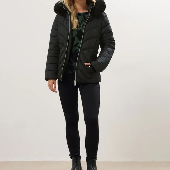 Max&Co Pufffy Coat Women’s size USA size 04  black mid- length - Picture 4 of 17